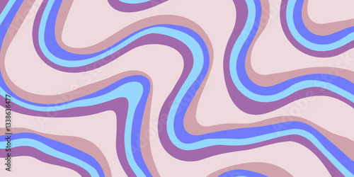 Rainbow Wavy Abstract Backgound. Cool Colorful Playful Texture. Groovy Psychedelic Stripes. Y2k Funny Vector Texture. Pop Art Retro Bg.