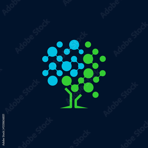 Abstract Digital Tree Logo Design