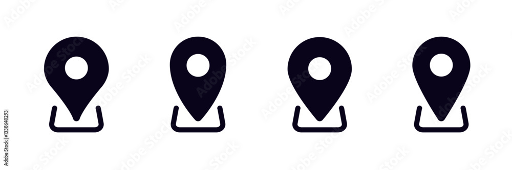 black map location symbols arranged in a neat horizontal row, simple and straightforward in design.