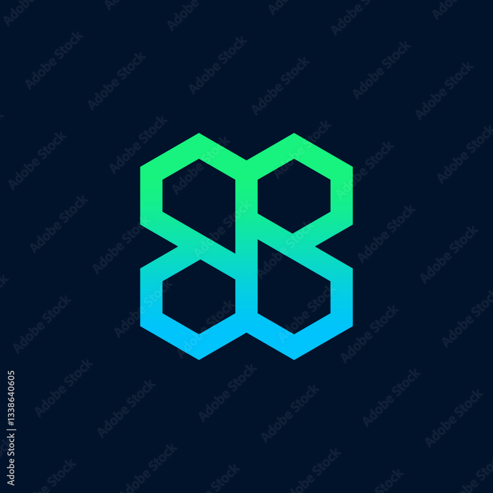 Abstract Geometric Green Blue Gradient Hexagon Logo Abstract Geometric Green Blue Gradient Hexagon Logo