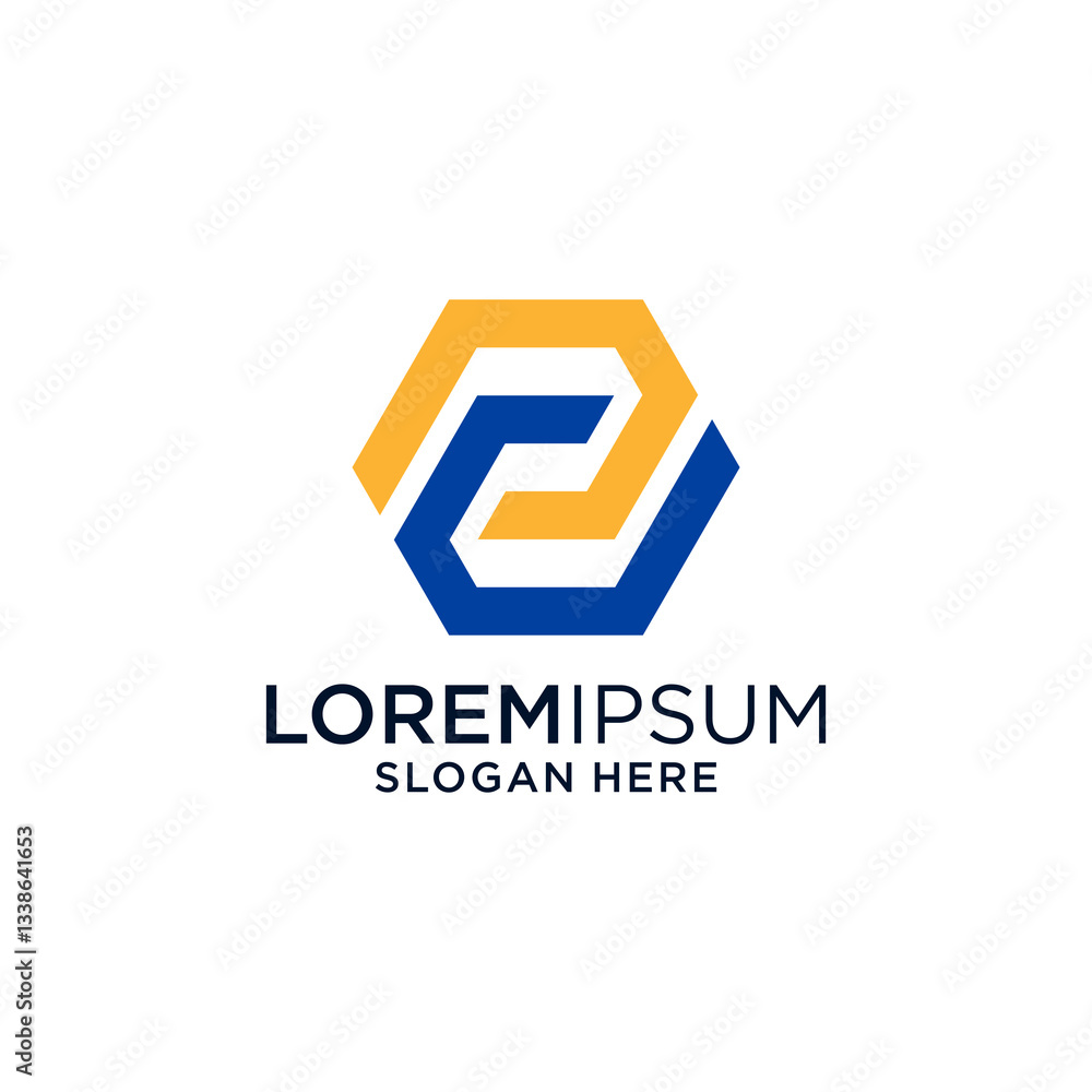 Abstract Geometric Hexagon Logo Design Blue and Gold Abstract Geometric Hexagon Logo Design Blue and Gold
