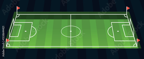 Football pitch with green grass and stadium markings