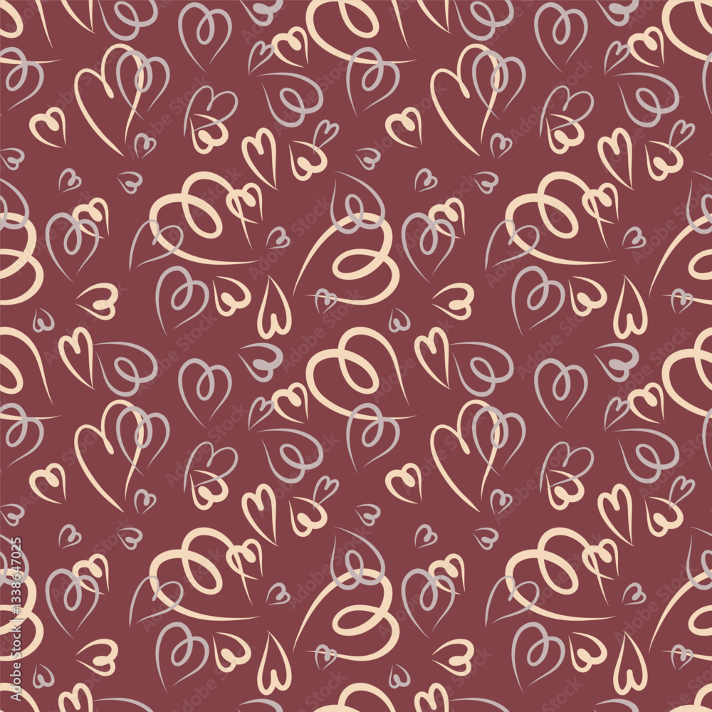 Naklejka premium Abstract seamless pattern with different hearts. A universal print for design.