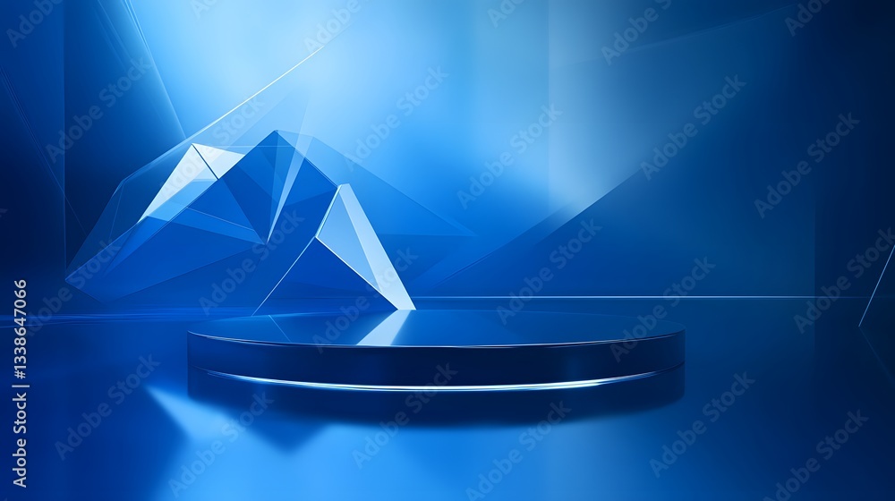 Fototapeta premium Abstract Blue Geometric Shapes Platform Background