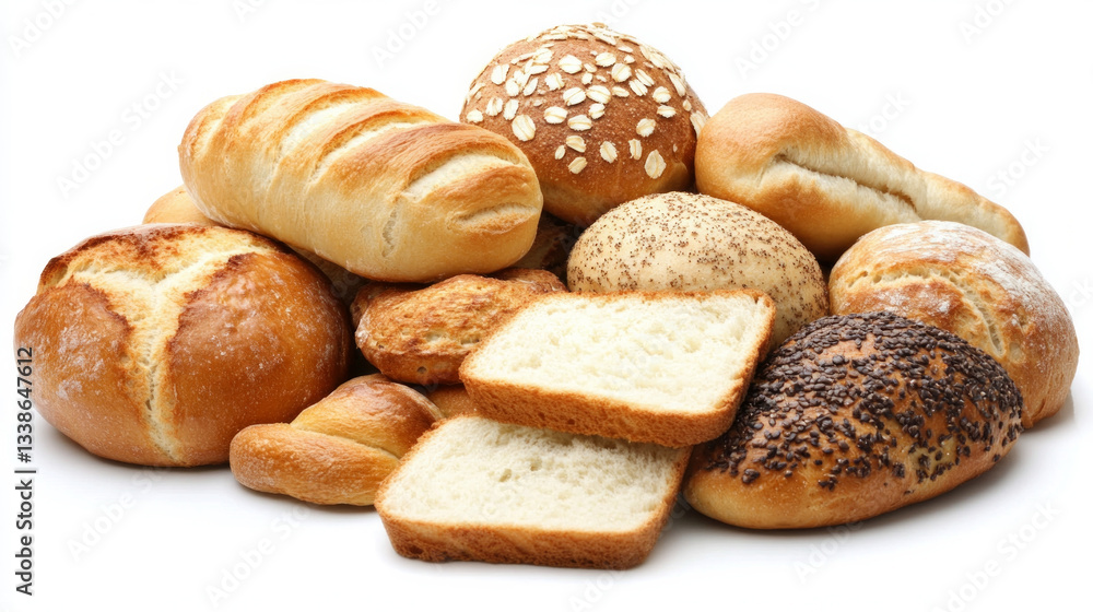 Assorted baked goods displayed creatively on a clean surface Assorted baked goods displayed creatively on a clean surface