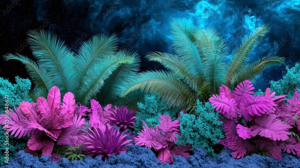 Pixelated Underwater Scene with Teal and Purple Plants Pixelated Underwater Scene with Teal and Purple Plants
