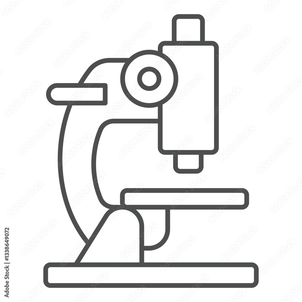 Optical microscope thin line icon, optical equipment concept. Vector graphics. Medical, laboratory magnification tool sign on white background, outline style icon for mobile or web design. Optical microscope thin line icon, optical equipment concept. Vector graphics. Medical, laboratory magnification tool sign on white background, outline style icon for mobile or web design.