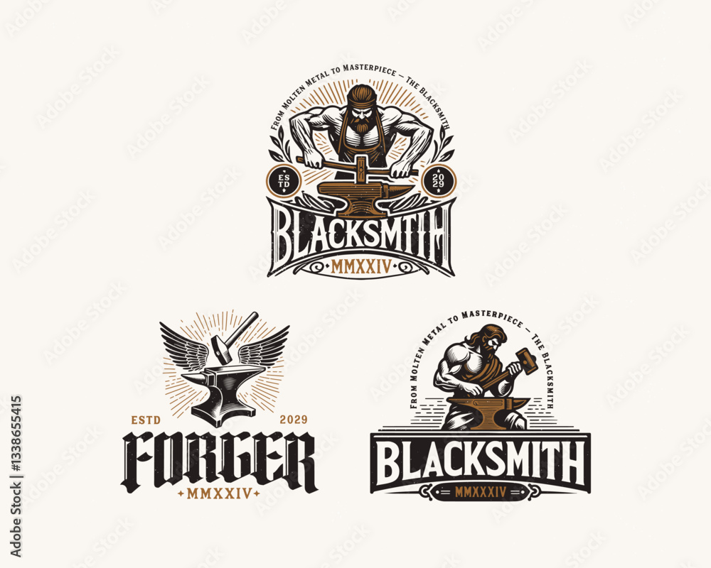 Fototapeta premium Iron goddess blacksmith metal industry logo template for business