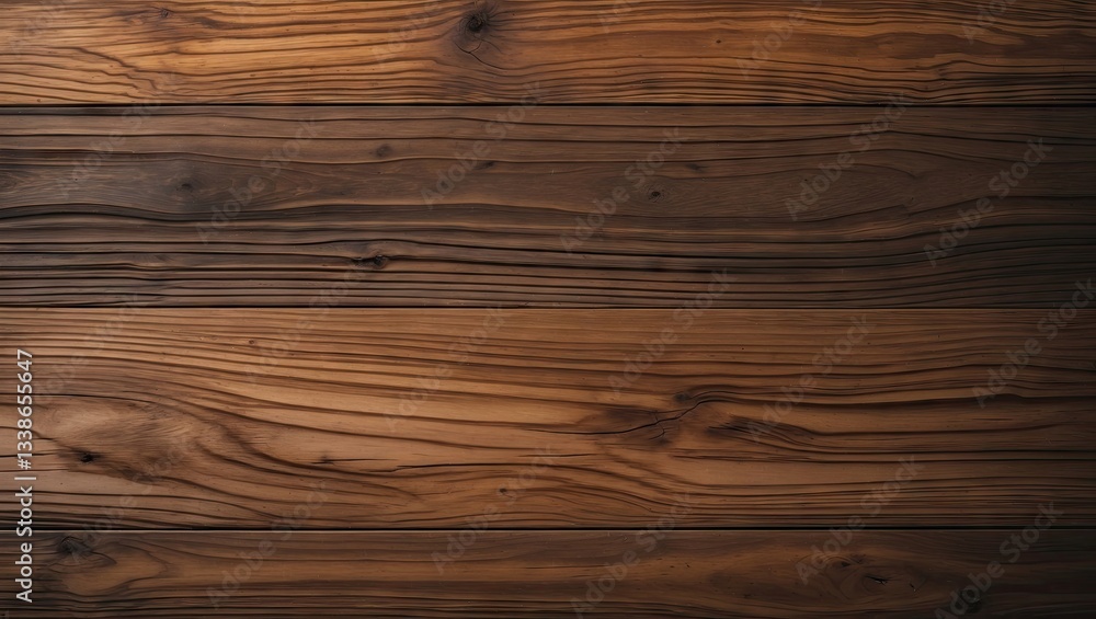 Fototapeta premium Rich brown wooden texture background with varying shades and smooth lines, capturing natural beauty of aged timber in a horizontal layout