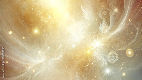 黄金の空で光輝く神秘的で抽象的な背景イラスト