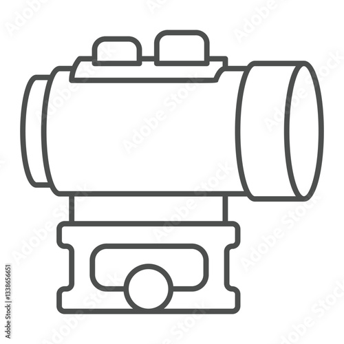 Optical monocular thin line icon, spying and optics concept. Vector graphics. Magnification, zoom tool sign on white background, outline style icon for mobile or web design.