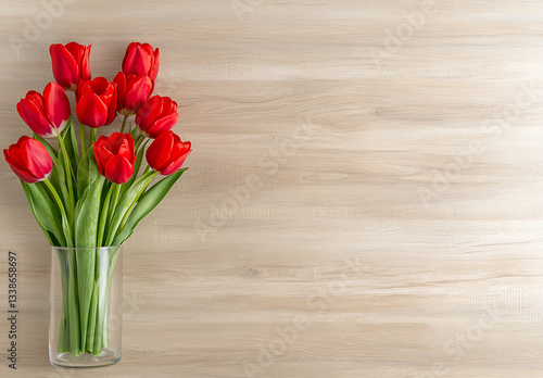 Wallpaper Mural beautiful bouquet of red tulips in glass vase, adding vibrant touch to any space with their fresh and lively appearance Torontodigital.ca