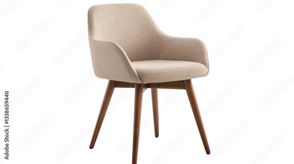 Beige Fabric Dining Chair Isolated on White Background Beige Fabric Dining Chair Isolated on White Background