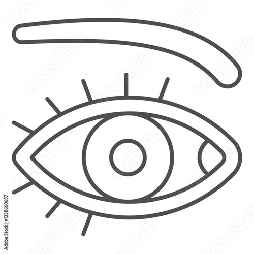 Eye and eyebrow thin line icon, optics and human vision concept. Vector graphics. Vision sign on white background, outline style icon for mobile or web design.