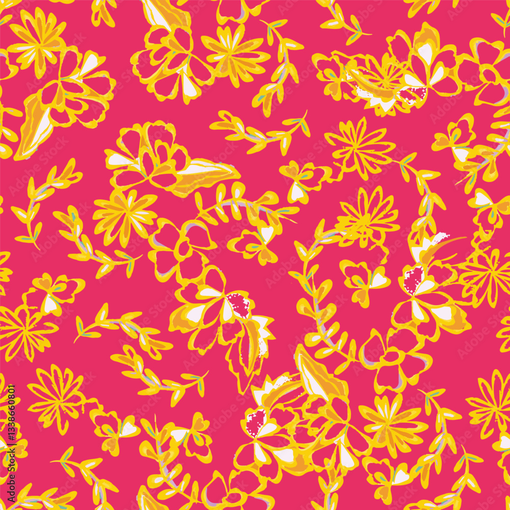 Obraz premium Abstract Brush Strokes Floral Seamless for fashion prints, patterns, backgrounds. Vector illustration