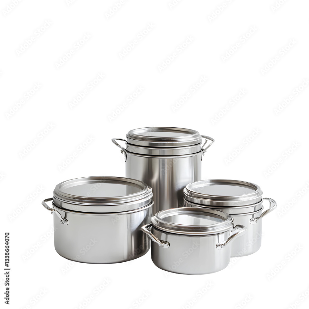 Stainless steel food storage containers isolated on white background Stainless steel food storage containers isolated on white background
