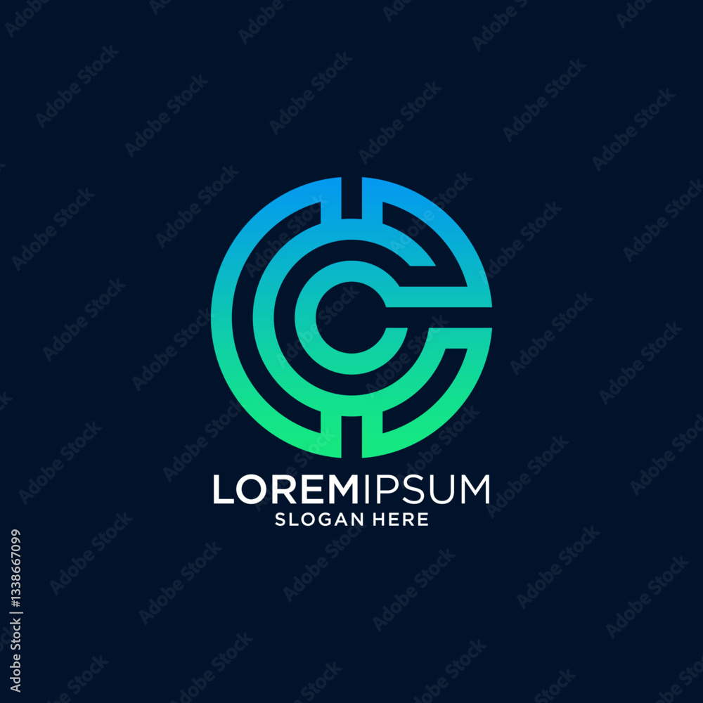 Abstract Green Blue Gradient Letter C Logo Design Abstract Green Blue Gradient Letter C Logo Design