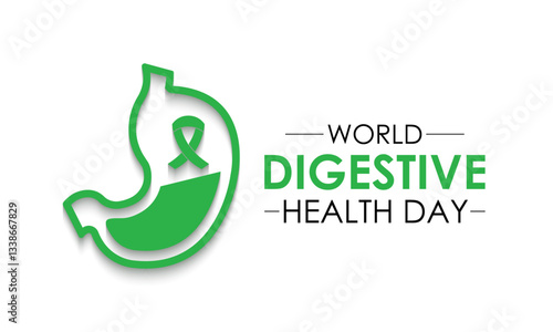 World Digestive Health Day Banner and web design. Digestive Wellness Starts Here Support Stomach Health Awareness month is May. Banner poster, flyer and background design template.
