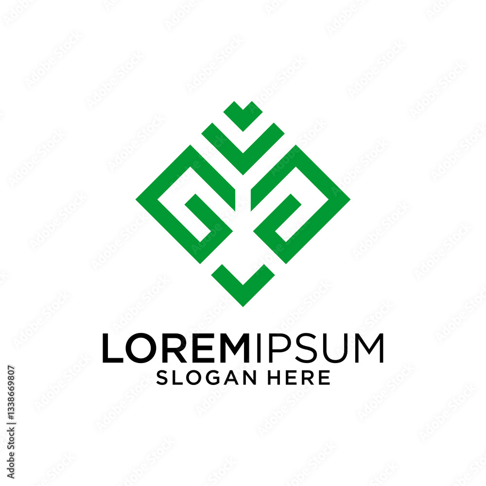 Abstract Green Geometric Logo Design Abstract Green Geometric Logo Design
