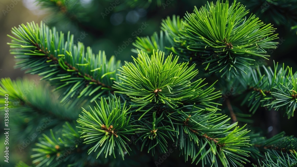 Vibrant green spiky fir tree branches with sharp needle-like foliage densely clustered on a blurred natural background showcasing freshness and vitality. Vibrant green spiky fir tree branches with sharp needle-like foliage densely clustered on a blurred natural background showcasing freshness and vitality.