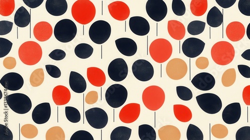 Abstract Red  Blue Leaf Pattern Background.
