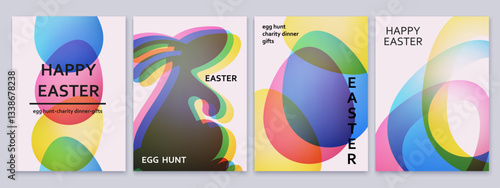 Easter card design. Bright colorful eggs. Vector  holiday cards, banners, covers.