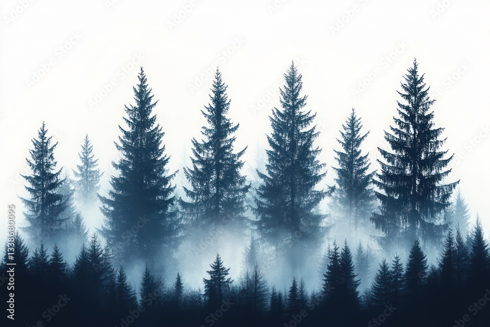 Fototapeta premium Misty Forest Silhouette