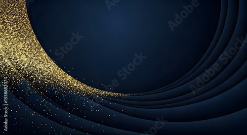 Wallpaper Mural A deep navy blue background with elegant gold glitter accents, Ai Generated Torontodigital.ca