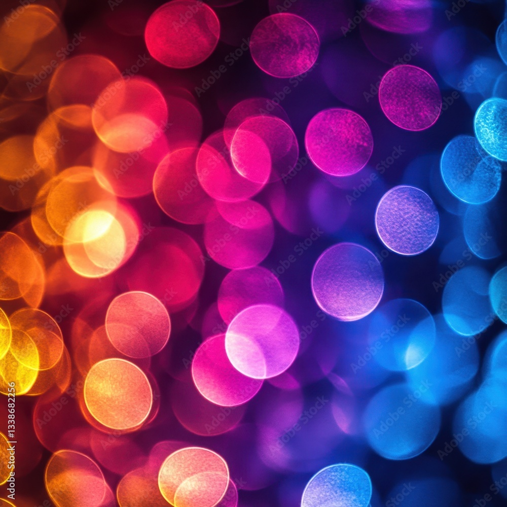 Vibrant bokeh lights abstract background featuring warm orange red and cool blue hues creating a festive and dynamic visual with a blurred effect
