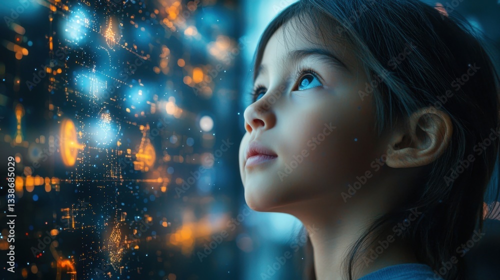 Child's wonder at technology urban setting digital art inspirational Child's wonder at technology urban setting digital art inspirational
