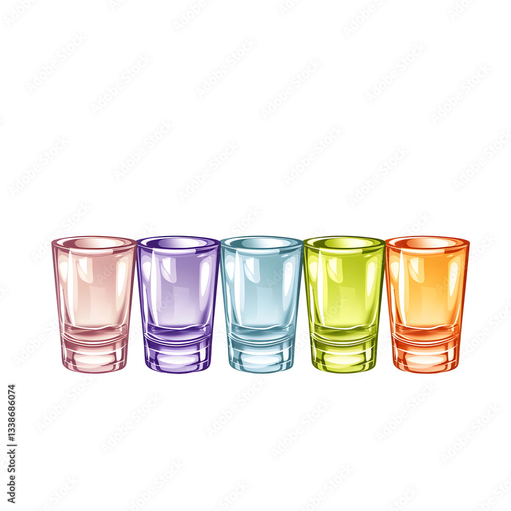 vector illustration of a row of shot glasses vector illustration of a row of shot glasses