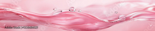 透明なピンクの液体に浮かぶ波　Generated image
