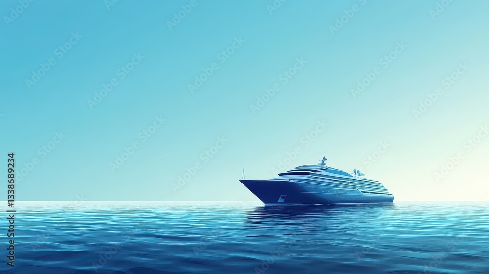 Fototapeta premium Luxurious Yacht Docked in Calm Waters Under Clear Blue Sky