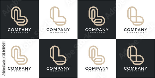 Abstract Minimalist Logo Design In Light Beige And Dark Beige Colors
