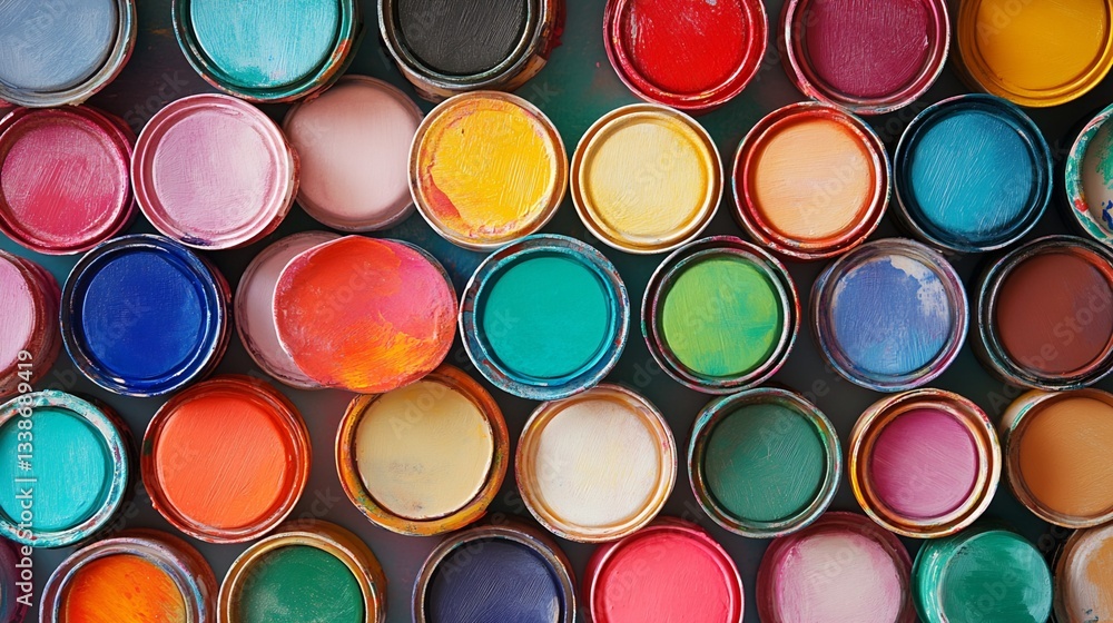 Fototapeta premium Collection of Assorted Paint Cans