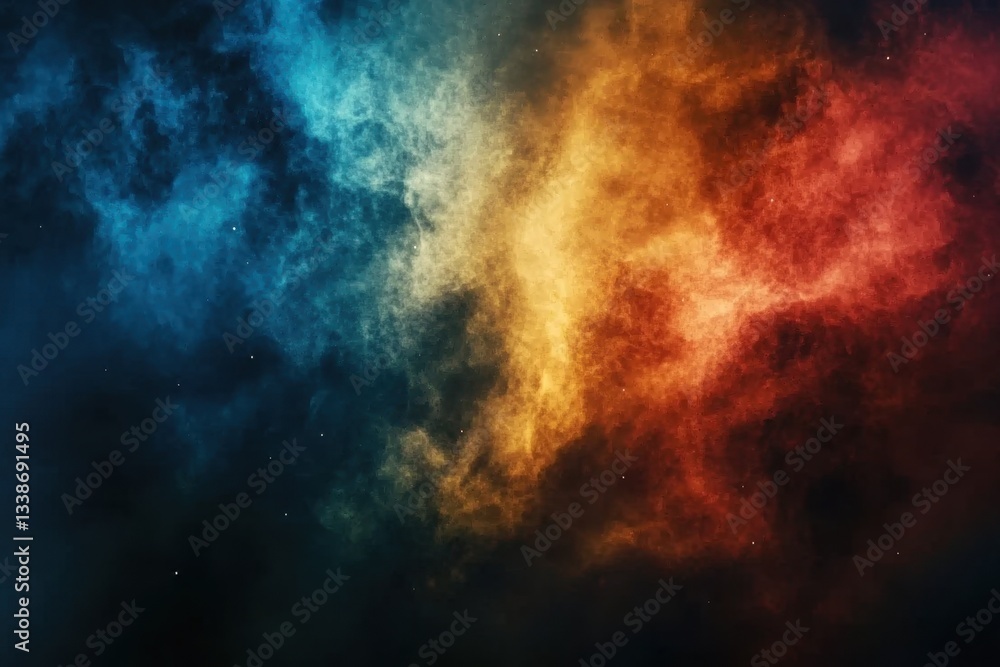 Ethereal cosmic nebula with vibrant blue orange and red hues creating a captivating space background for astronomy themes Ethereal cosmic nebula with vibrant blue orange and red hues creating a captivating space background for astronomy themes