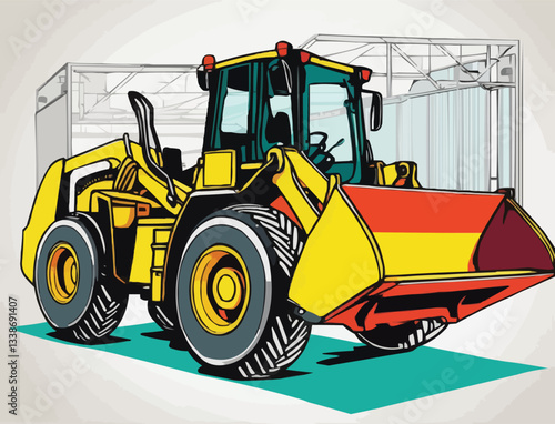 Powerful Loader in Action - Construction Equipment Illustration
