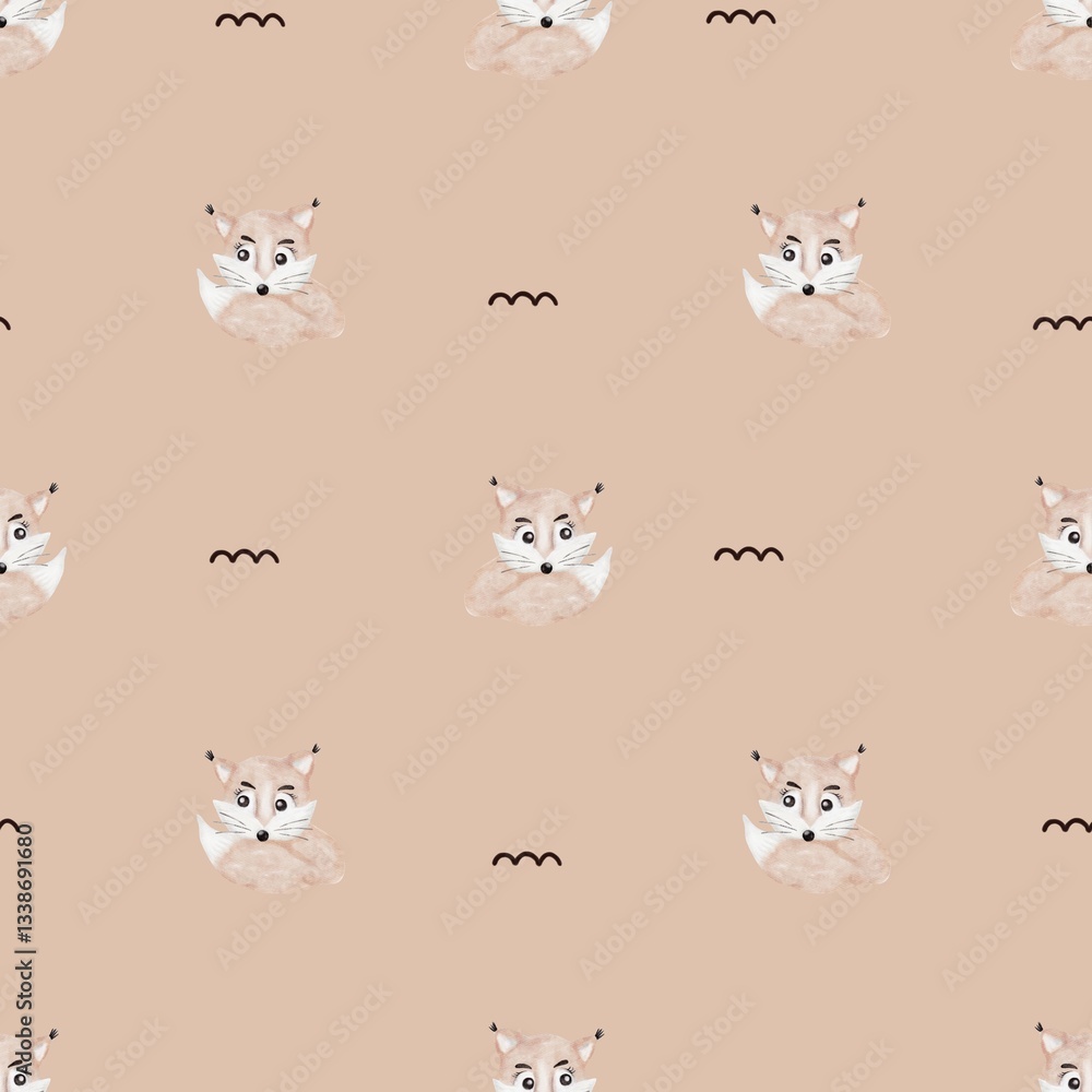 Obraz premium Fox watercolor pattern design for textile and packaging use