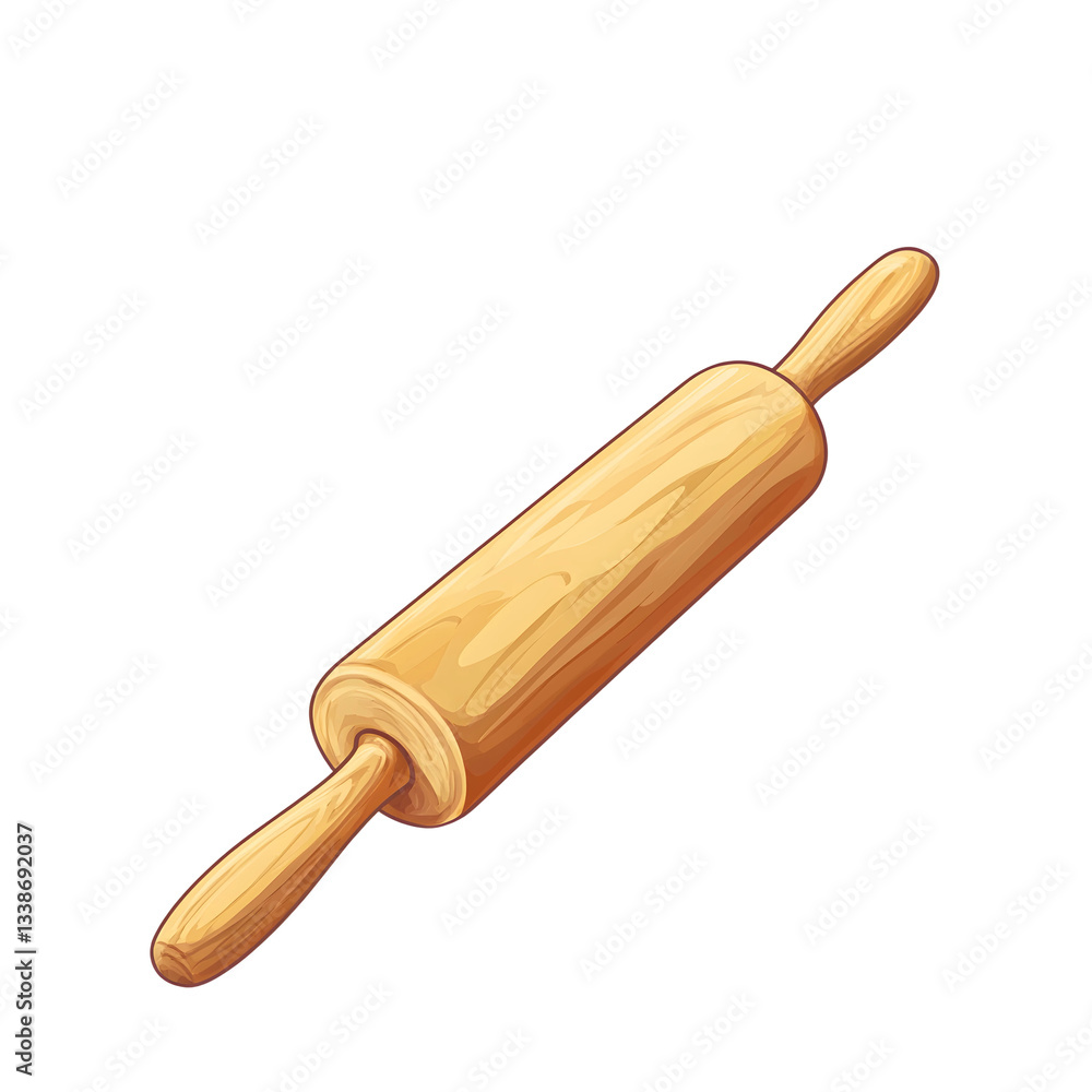A vector of a rolling pin with smooth edges and a handle isolated on transparent background A vector of a rolling pin with smooth edges and a handle isolated on transparent background