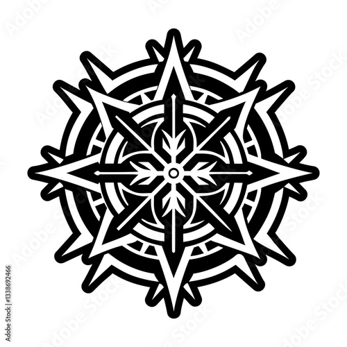A filled style icon of chaos star tattoo