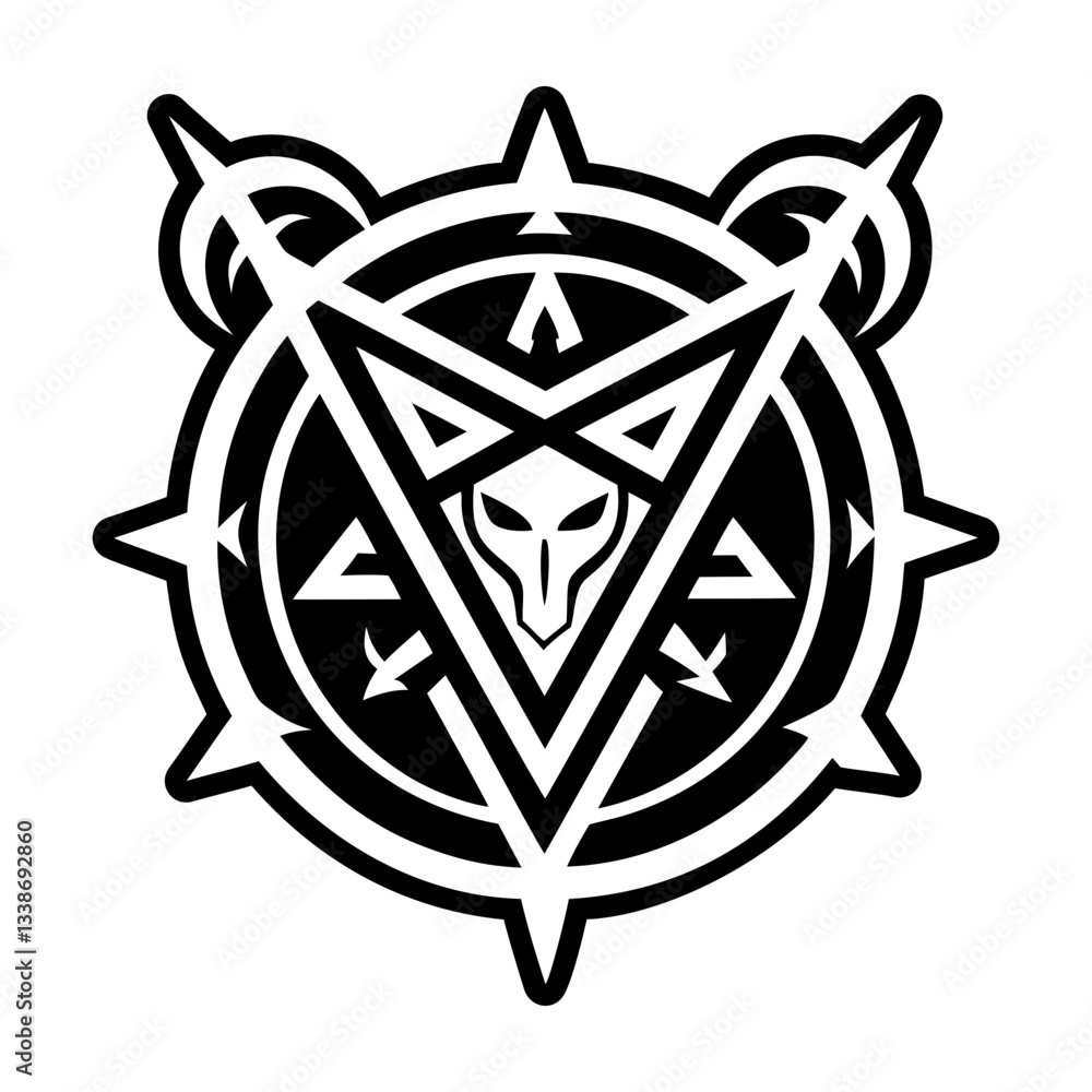 A solid style icon of demon trap symbol A solid style icon of demon trap symbol