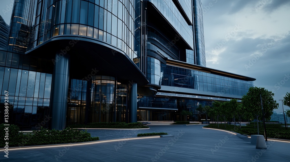 Showcasing innovative modern architecture urban cityscape evening light low angle viewpoint design excellence Showcasing innovative modern architecture urban cityscape evening light low angle viewpoint design excellence
