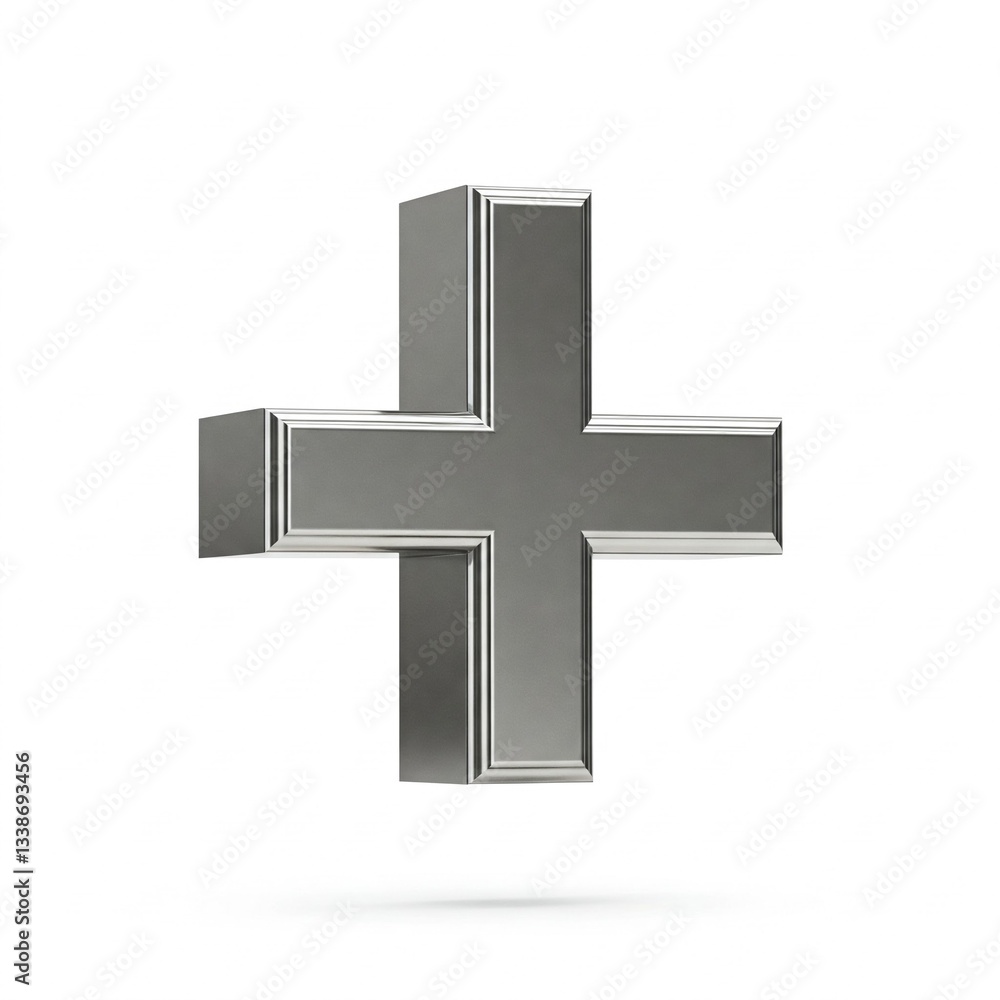 Obraz premium Three dimensional metallic plus symbol 