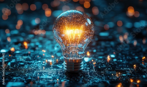 Illuminating ideas light bulb concept in digital environment