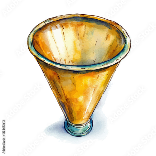 A watercolor vector painting of a filtration funnel, isolated on a white background.

