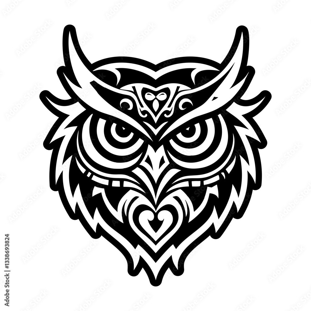 A glyph style icon of owl tattoo A glyph style icon of owl tattoo