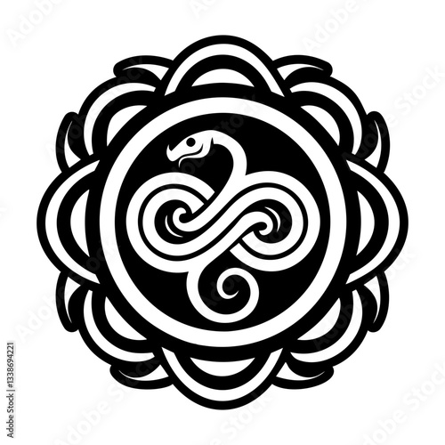 A glyph style icon of serpent symbol
