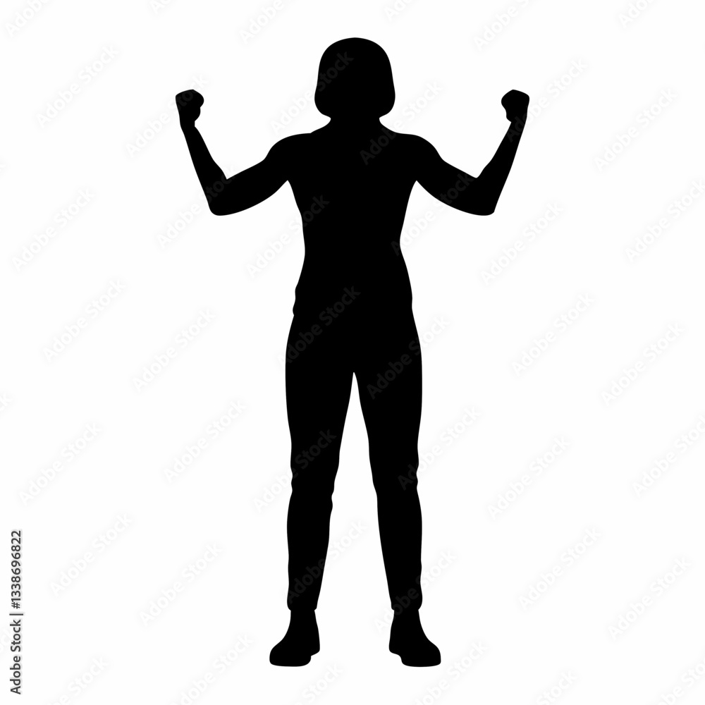 Silhouette of a man with arms raised in a dynamic pose Silhouette of a man with arms raised in a dynamic pose