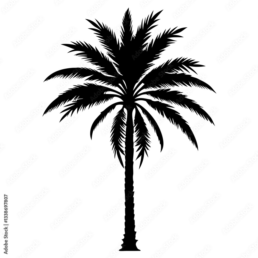 Silhouette of tropical palm trees on a white background Silhouette of tropical palm trees on a white background