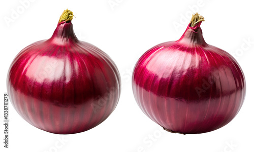 Red onion set, fresh onion collection isolated